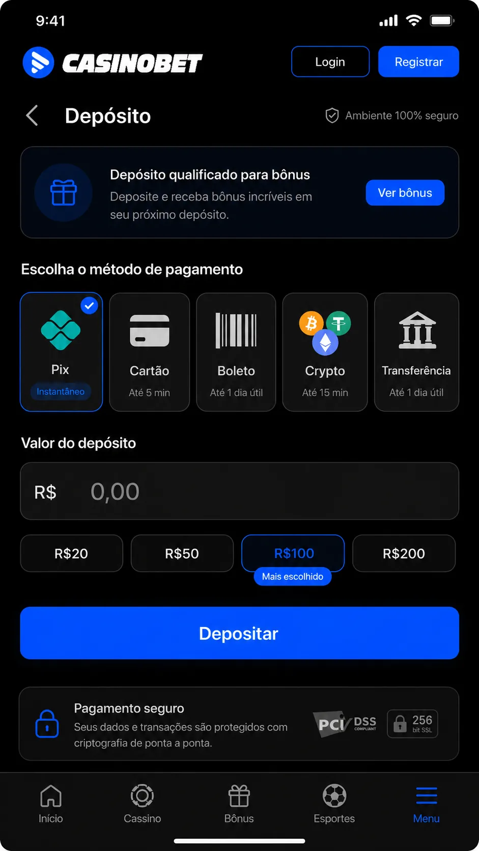 CasinoBet casino interface screenshot 5
